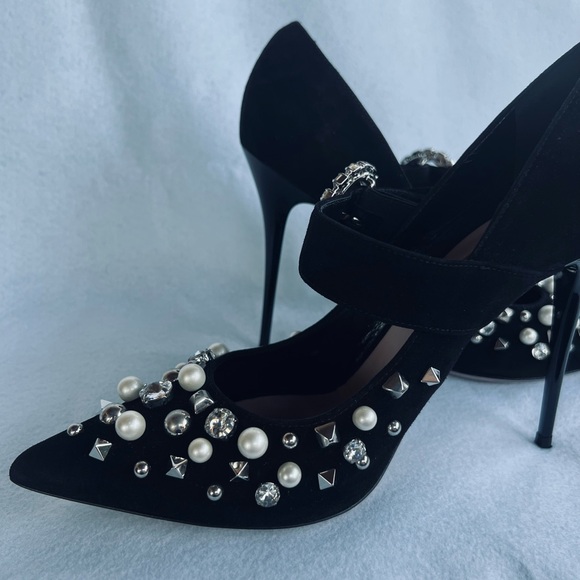 NWB Sebastian Milano Black Heels with Crystal Embellishments 9 US - Picture 9 of 16